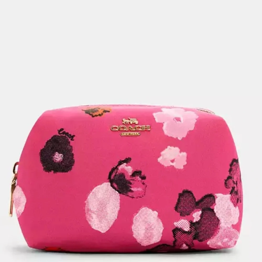 Coach Small Boxy Cosmetic Case With Halftone Floral Print - Picture 2 of 8